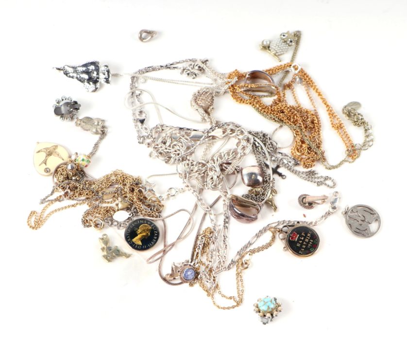 A quantity of assorted costume jewellery to include bracelets, brooches, silver cigarette case and - Image 2 of 2