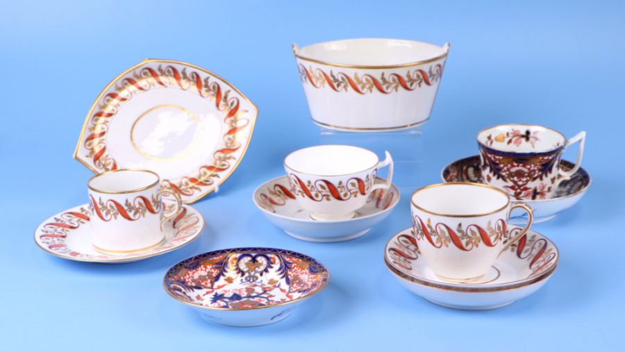 A group of 18th / 19th century Derby cups, saucers and other ceramics.