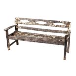 A well weathered Swan Hattersley teak garden bench, 160cms wide.