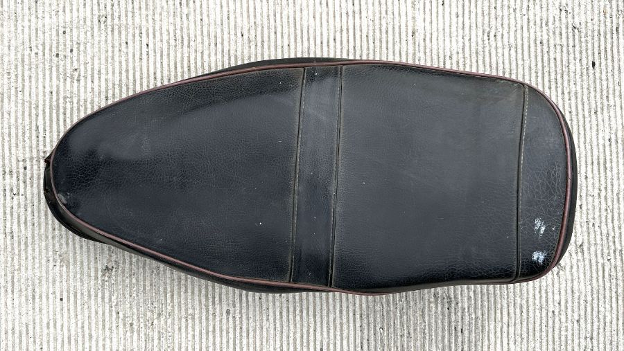 A BSA ZB Gold Star saddle; together with a pair of black leather motorcycle boots. - Image 2 of 3