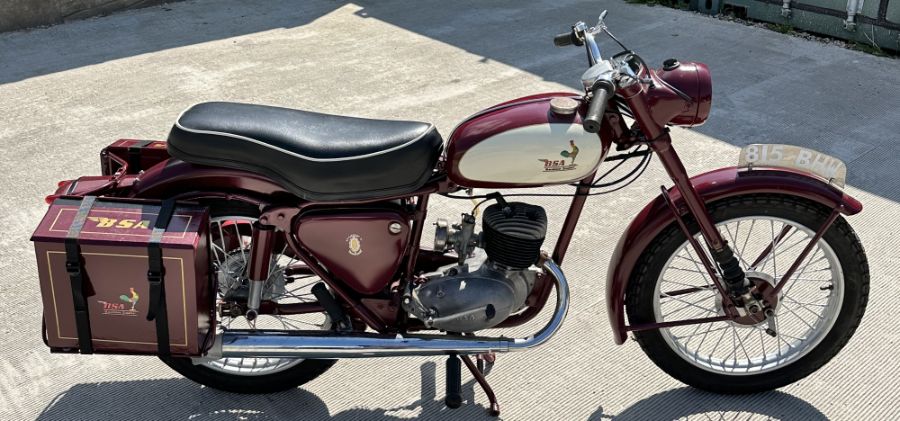 A 1958 BSA Bantam D5 175cc registration no. 815 BHW, frame no. FD52958, engine no. ED5B2387, maroon.