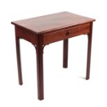 A 19th century mahogany side table with single frieze drawer, on reeded square legs, 70cms wide.