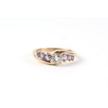 A 9ct gold gem set dress ring, approx UK size 'N', 2.3g.