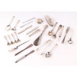 A quantity of silver items to include a penknife, miniature letter opener, vesta, flatwares and