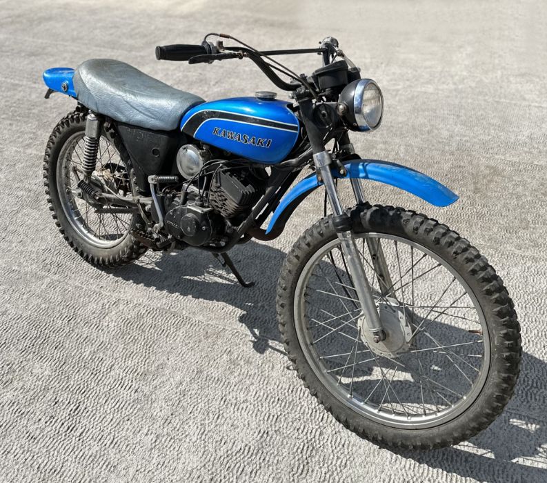 A 1973 Kawasaki KE100 Trail bike for sympathetic commissioning or restoration. The motorcycle