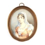 A 19th century portrait miniature on ivory depicting Elisa Bonaparte, framed & glazed, the miniature