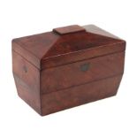 A 19th country mahogany tea caddy of sarcophagus form, 19cms wide.Condition ReportThe interior has