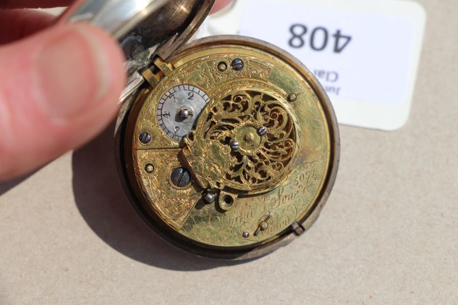 A George III silver pair cased pocket watch, the white enamel dial with Roman numerals and fitted - Image 2 of 4