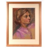Leonard J Fuller (modern British) - Portrait of a Young Lady - signed lower left, pastel, framed &