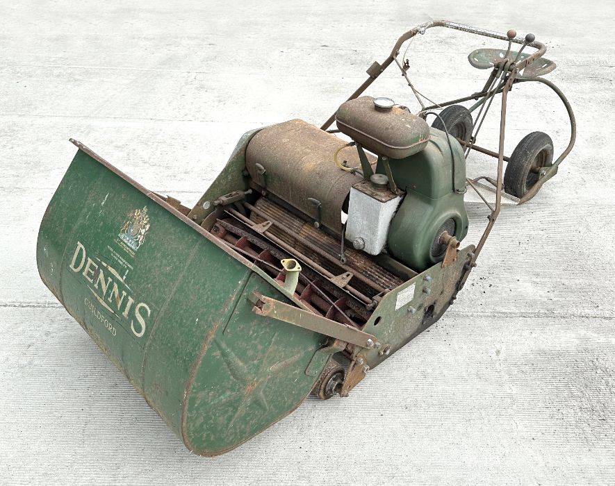 A Dennis of Guildford 36ins self propelled groundsman's lawnmower, the premier MK I with grass box