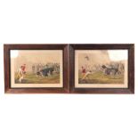 After Alken - a pair of 19th century coloured engravings depicting bull baiting, framed & glazed,