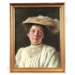 H Berth (British school) - a head and shoulder portrait of a Victorian or Edwardian lady wearing a