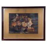 B R Kay - Still Life of Roses in an Imari Bowl - signed lower right, watercolour, framed & glazed,