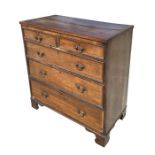 A 19th century oak chest of two short and three graduated long drawers, on bracket feet, 93cms