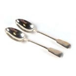 A pair of Victorian silver serving spoons, initialled, London 1885, 152g (2).