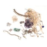 A quantity of assorted costume jewellery to include faux pearl necklaces; brooches; bracelets and