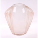 An Art Deco frosted glass vase with geometric design, 24cms high