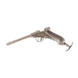 A late 19th century Nickle plated MGR style .177 air pistol with spring piston action to the grip (