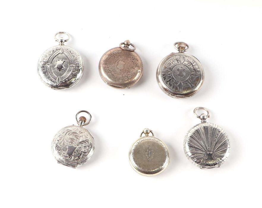 A group of silver cased open face fob watches (6) - Bild 2 aus 2