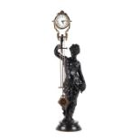A neoclassical figural mystery clock, 64cms high.Condition ReportThe clock winds up and runs and