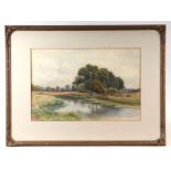 A R Barber (early 20th century school) - Cattle by a River - signed & dated 1913 lower left,