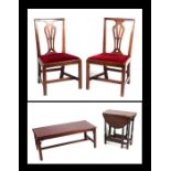 A pair of 19th century mahogany dining chairs with vase shaped pierced back splats, drop-in seats