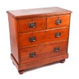 A late 19th century pine chest of two short and two graduated long drawers, on turned feet, 91cms