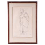 Mid 20th century Burmese school - Study of a Monk - indistinctly signed lower right, pencil