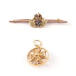 A 9ct gold Royal Navy sweetheart brooch, 2.7g; together with an 18ct gold Maltese Cross pendant,