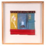 20th century school - mixed media study painted on wood, framed & glazed, overall 49 by 51cms.