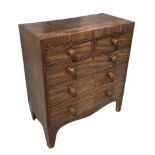 A 19th century mahogany chest of two short and three graduated long drawers, on bracket feet, 92cm