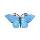 Magnus Aase (Norwegian) - a blue enamel and silver butterfly brooch, 6cm wide. Condition ReportThe