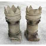 A pair of crown top earthenware chimney pots, each 80cm high (2).