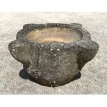 A large well weathered marble mortar, 49cm diameter.