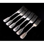 A set of six William IV silver table forks, London 1836, 428g.