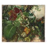 R J Mackay (Victorian school) - Brambles and Butterflies - signed & dated 1878 lower left, oil on