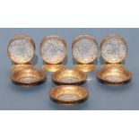 A set of four Baccarat style glass and gilt metal toothpick holders, each having a reverse