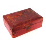 A King George V (1910-1930) red Moroccan leather dispatch or deed box, bears 'GR' cypher to the lid,