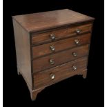 A 19th century mahogany chest of four graduated long drawers on bracket feet, 70cm wide.
