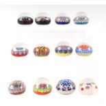 A collection of twelve miniature paperweights including Strathearn examples (12)