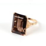 A 9ct gold and smoky quartz dress ring, approx UK size 'N', 8g.