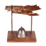 A WW1 trench art pen & ink stand with three drive ring paper knives ( 2 inscribed: Verdun ). The