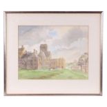 20th century British - Study of a Church - monogrammed and dated '85 lower right, watercolour,