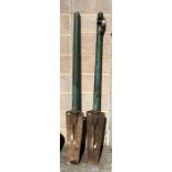 A pair of B Hirst & Sons Halifax Multun-In-Parvo all steel tennis net posts, 166cms high (2)