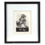 S Patterson (Modern British) - Chinthe - (Burmese temple lion), limited edition 15/20 etching,