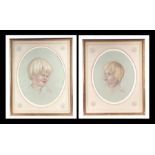 20th century British School - a pair of head & shoulder portraits depicting young boys, pastel, both