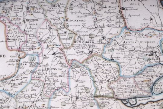 Morden (Robert) - a hand coloured map of Essex, framed & glazed, 42 by 36cms. - Image 3 of 3