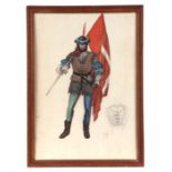 Lawrence Irvine (mid 20th century British) - A Soldier - theatrical costume design, pencil sketch