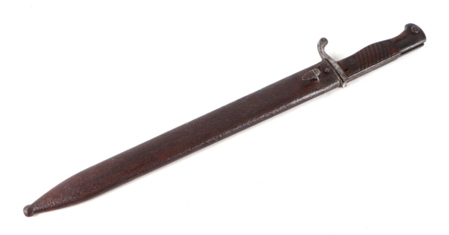 An M1898/05 Imperial German Butcher bayonet in its steel scabbard. Marked to the ricasso and near - Image 4 of 4