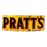 An original enamel advertising sign 'Pratts', circa 1922, 133 by 46cms.